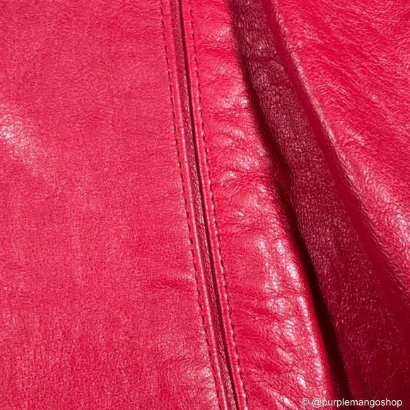 VINTAGE BCBG Max Azria Y2K Cherry Red Leather Jacket | Fitted Moto | Women's M - Picture 6 of 13